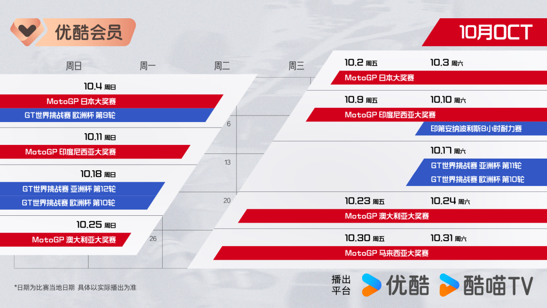 开云官网-正式进军赛车领域！MotoGP领衔三大头部赛事齐聚优酷体育